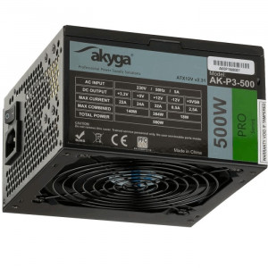 Τροφοδοτικό ATX Akyga AK-P3-500 P4+4 2x PCI-E 6+2 pin 5x SATA 2x Molex PPFC FAN 12cm 5901720130914