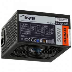 Τροφοδοτικό ATX Akyga AK-U4-500 500W P4+4 PCI-E 6 pin 6+2 pin 6x SATA APFC 80+ bronze FAN 12cm 5901720134585