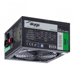 Τροφοδοτικό ATX Akyga AK-P3-650 P4+4 PCI-E 6 pin 6+2 pin 5x SATA Molex PPFC RGB FAN 12cm 5901720135094