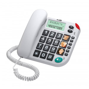 Telephone Maxcom KXT480 White with Lcd, Incoming Ringing Led Indicator and Big Buttons 5908235972008