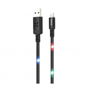 Καλώδιο σύνδεσης Hoco U63 Spirit USB σε Lightning 2.4A και Φωτεινές Ενδείξεις με Ηχητικό Αθσητήρα Μαύρο 1.2μ 6931474707017