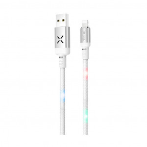 Καλώδιο σύνδεσης Hoco U63 Spirit USB σε Lightning 2.4A και Φωτεινές Ενδείξεις με Ηχητικό Αθσητήρα Λευκό 1.2μ 6931474707024