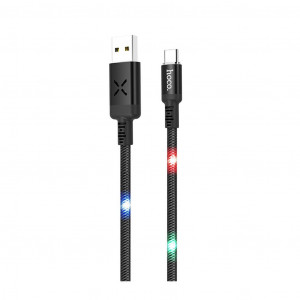 Καλώδιο σύνδεσης Hoco U63 Spirit USB σε USB-C 3.0A και Φωτεινές Ενδείξεις με Ηχητικό Αiσθητήρα Μαύρο 1.2μ 6931474707055