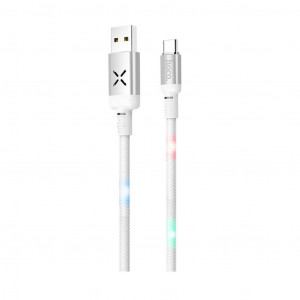 Καλώδιο σύνδεσης Hoco U63 Spirit USB σε USB-C 3.0A και Φωτεινές Ενδείξεις με Ηχητικό Αθσητήρα Λευκό 1.2μ 6931474707062