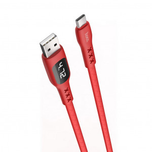 Καλώδιο σύνδεσης Hoco S6 Sentinel USB σε Type-C 2.4A Κόκκινο 1.2μ με οθόνη ένδειξης φόρτισης 6931474709769