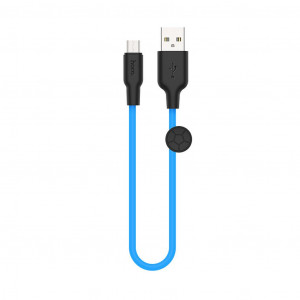 Καλώδιο Σύνδεσης Hoco X21 Σιλικόνης USB σε Micro 2.4A Fast Charging 0.25μ. Μαύρο - Μπλέ 6931474711885