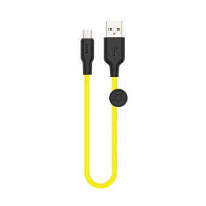 Καλώδιο Σύνδεσης Hoco X21 Σιλικόνης USB σε Micro 2.4A Fast Charging  0.25μ. Μαύρο - Κίτρινο 6931474711892