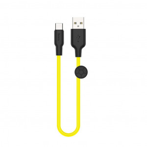 Καλώδιο Σύνδεσης Hoco X21 Σιλικόνης USB σε USB-C 2.4A Fast Charging 0.25μ. Μαύρο - Κίτρινο 6931474711946