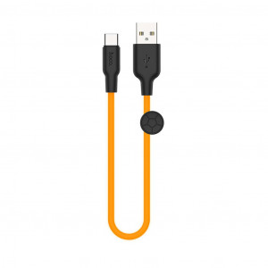 Καλώδιο Σύνδεσης Hoco X21 Σιλικόνης USB σε USB-C 2.4A Fast Charging 0.25μ. Μαύρο - Πορτοκαλί 6931474711953