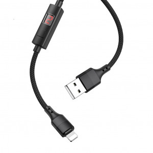 Καλώδιο σύνδεσης Hoco S13 Central USB σε Lightning 2.4A Μαύρο 1.2μ με οθόνη ένδειξης φόρτισης 6931474713124