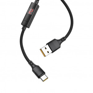 Καλώδιο σύνδεσης Hoco S13 Central USB σε Type-C 2.4A Μαύρο 1.2μ με οθόνη ένδειξης φόρτισης 6931474713162