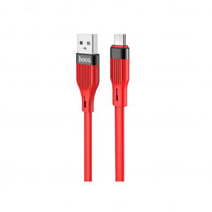Καλώδιο Σύνδεσης Hoco U72 Σιλικόνης USB σε Micro-USB 2.4A Fast Charging 1.2μ. Κόκκινο 6931474713292