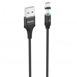 Καλώδιο σύνδεσης Hoco U76 Fresh USB σε Mircro-USB 2.4A με Αποσπώμενο Μαγνητικό Κονέκτορα και LED Ένδειξη Μαύρο 1.2μ 6931474716712