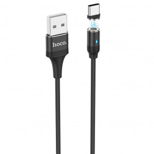 Καλώδιο σύνδεσης Hoco U76 Fresh USB σε Type-C 3.0A με Αποσπώμενο Μαγνητικό Κονέκτορα και LED Ένδειξη Μαύρο 1.2μ 6931474716729