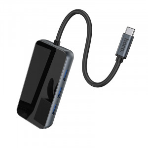 Hub Hoco HB16 Easy expand USB-C με 6 Θύρες 3xUSB 3.0, USB-C PD, HDMI, RJ45 Γκρι 6931474725813