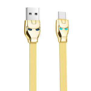 Καλώδιο σύνδεσης Hoco U14 Steel Man USB σε Type-C Χρυσαφί 1.2m με ένδειξη φόρτισης 6957531049487