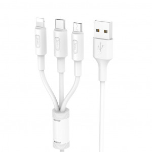 Καλώδιο σύνδεσης Hoco X25 3 σε 1 USB σε Micro-USB, Lightning, Type-C Fast Charging 2.0A Λευκό 1,0 μ. 6957531080176