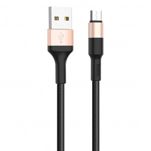 Καλώδιο σύνδεσης Hoco X26 Xpress USB σε Micro-USB Fast Charging 2A Μαύρο - Χρυσαφί 1μ 6957531080213