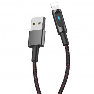 Καλώδιο σύνδεσης Κορδόνι Hoco U47 Essence Core USB σε Lightning Fast Charging με Smart Power Off και ένδειξη LED 1.2μ Μαύρο 6957531082170