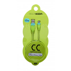 Data Cable Desoficon CC ICA0002 1.5m 2.4A for iPhone/iPad/iPod Lightning Light Green - Light Blue Apple Certified MFI 6959949406838