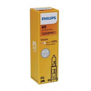 Headlight Bulb Philips H1 Vision 12V, 55W, P14,5s, +30% More Vision 8711500475183