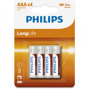 Μπαταρία Zinc Carbon Philips LongLife LR03 size AAA 1.5 V Τεμ, 4 8712581549435