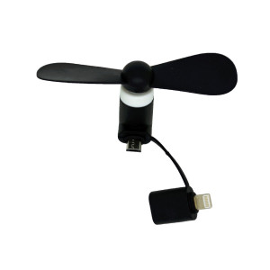 Micro USB Mini Fan Ancus Μαύρο με επιπλέον Κονέκτορα Lightning 5210029072765