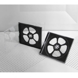 Πλαστικη θηκη κανονικη για 4 CD/DVD σε διαφανο/μαυρο χρωμα