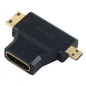 Powertech adapter HDMI 19pin θηλυκο σε Mini HDMI αρσενικο & Micro HDMI αρσενικο.