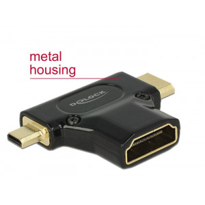 DELOCK HDMI Ανταπτορας απο HDMI-A female σε HDMI Mini-C & Micro-D