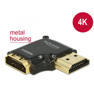 DELOCK HDMI Ανταπτορας HDMI-A female σε male, High Speed, 90°, right