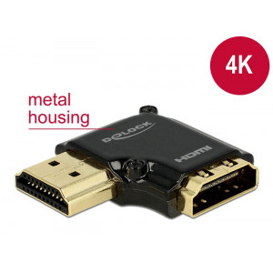 DELOCK HDMI Ανταπτορας HDMI-A female σε male, High Speed, 90°, left