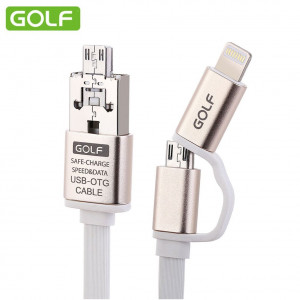 GOLF Καλωδιο Flat USB 2.0 με Micro USB σε Micro USB με 8pin, Gold, 1m