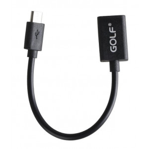 GOLF Καλωδιο απο USB 2.0 (F) σε Micro USB (M), OTG, 10cm, Black