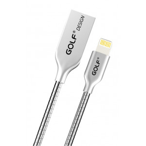 GOLF Καλωδιο USB σε iPhone 5/6 8-pin, 1m, 2.4A, Metal housing, Silver
