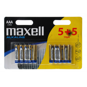 MAXELL Αλκαλικες μπαταριες AAA LR03, 5 + 5 τεμαχια, blister